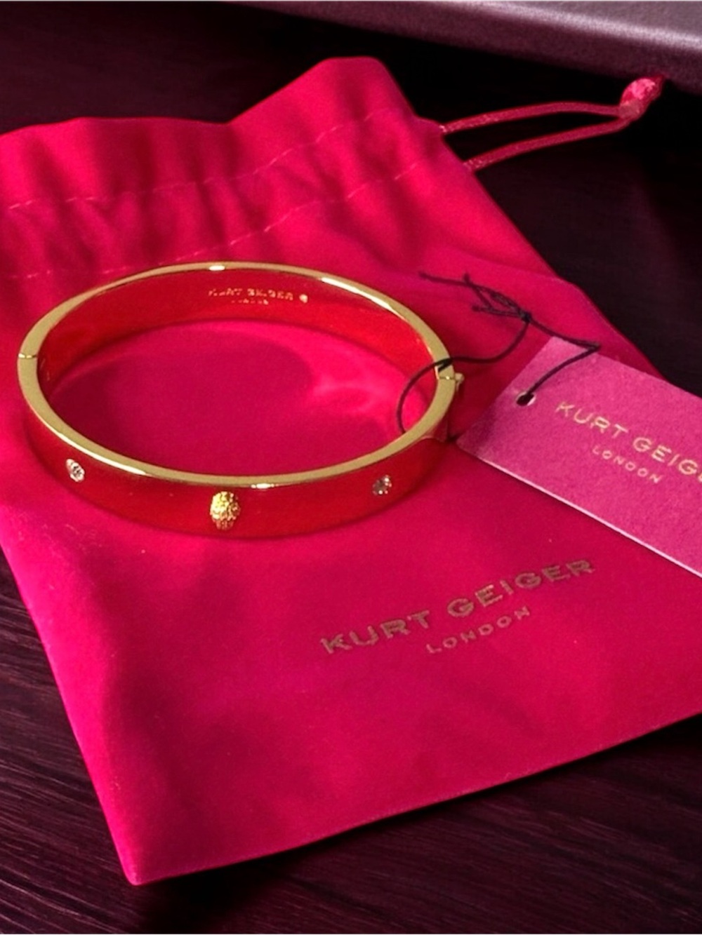 Kurt Geiger Gold Hinged Bangle Bracelet